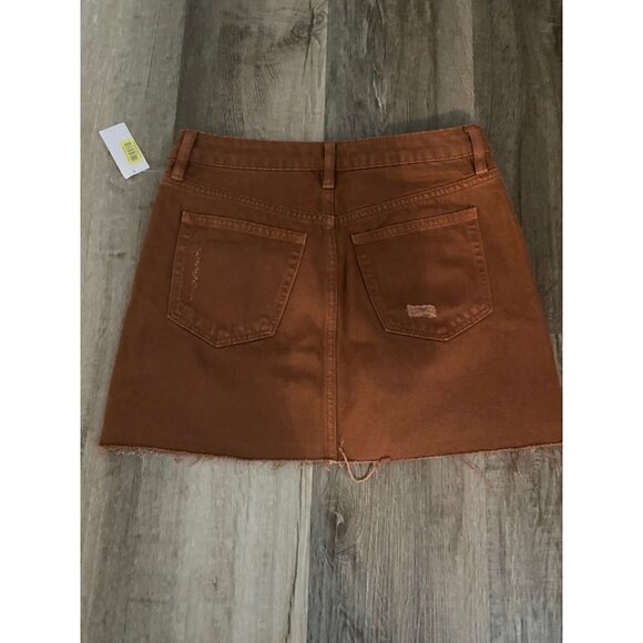 We The Free Free People Deconstructed Denim Mini Skirt Rust Burnt Orange - Picture 6 of 6